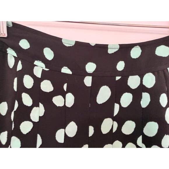 Carlisle Womens 100% Silk Pleated 90s Skirt Sz 6 Black Teal Polka Dot Preppy - Picture 3 of 10